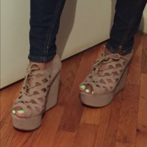 Top shop taupe wedges - Picture 2 of 4